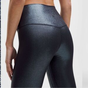 NWT Lululemon Align High-Rise Ribbed Pant Shine Radiate Foil Print Black Night